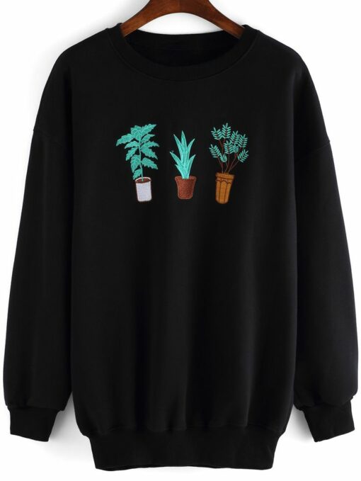 cactus embroidered sweatshirt