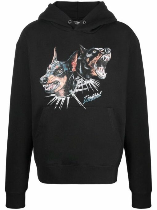 doberman with hoodie