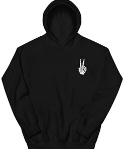 skeleton peace sign hoodie