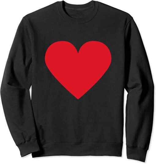 white sweatshirt with red hearts