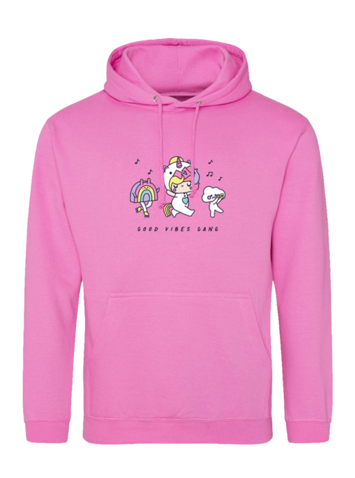 pink good vibes hoodie