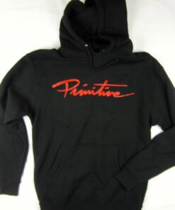 black hoodie red text