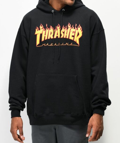 thrasher hoodie with flames