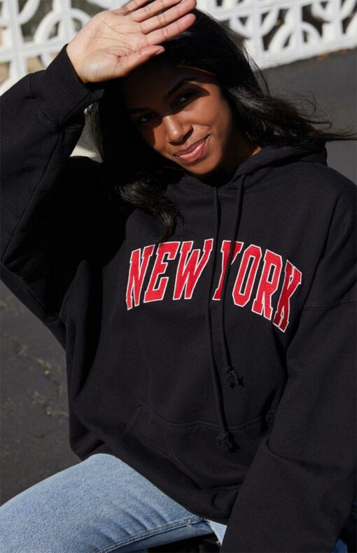 new york red and black hoodie