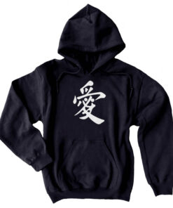 black hoodie with japanese writing
