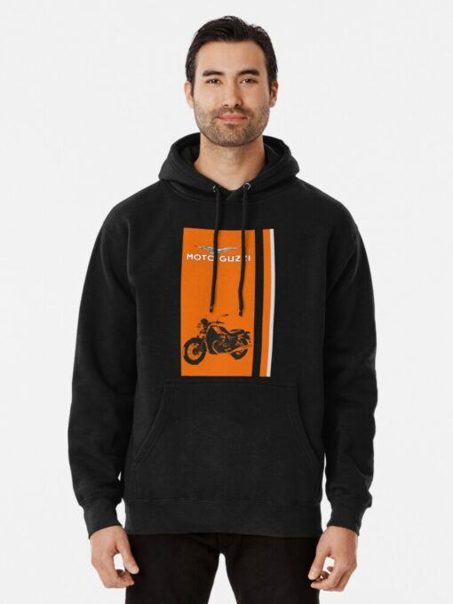 orange and black graphic hoodie