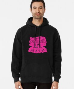 black hoodie with pink writing