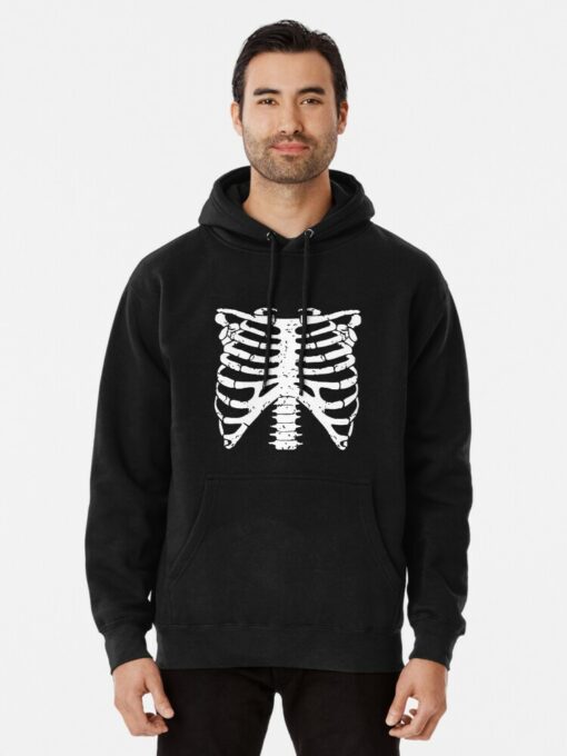 skeleton rib cage zip up hoodie