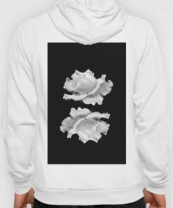 black hoodie with white rose