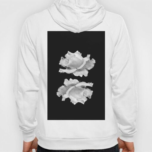 black hoodie with white rose
